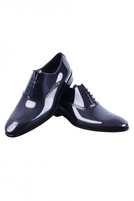Blue leather groom shoe VENETO