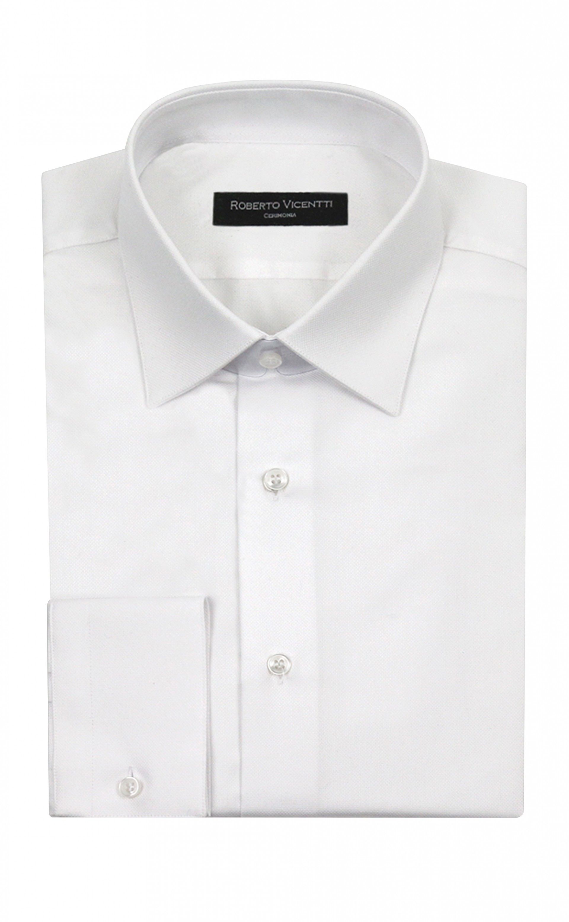 Camisa noivo branca em algodão e elastano Slim fit
