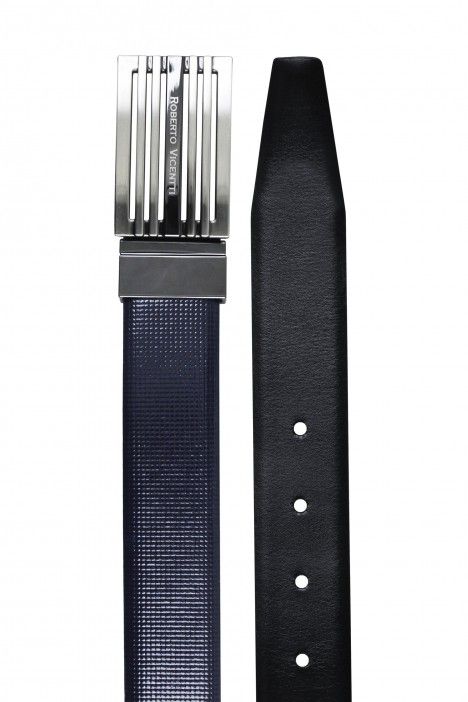 Reversible blue/black groom belt