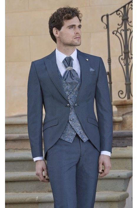 Costume de mariage en laine melangee bleu petrole et gris FCC4825320.K53424.320 Roberto Vicentti