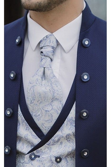 Blue Wool Groom Suit with Micro Pattern ? Reda Fabric 06.26.310