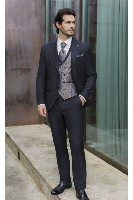 Blue Wool Groom Suit with Micro Pattern ? Reda Fabric 10.26.300A Blue Wool Groom Suit with Micro Pattern ? Reda Fabric 10.26.300A