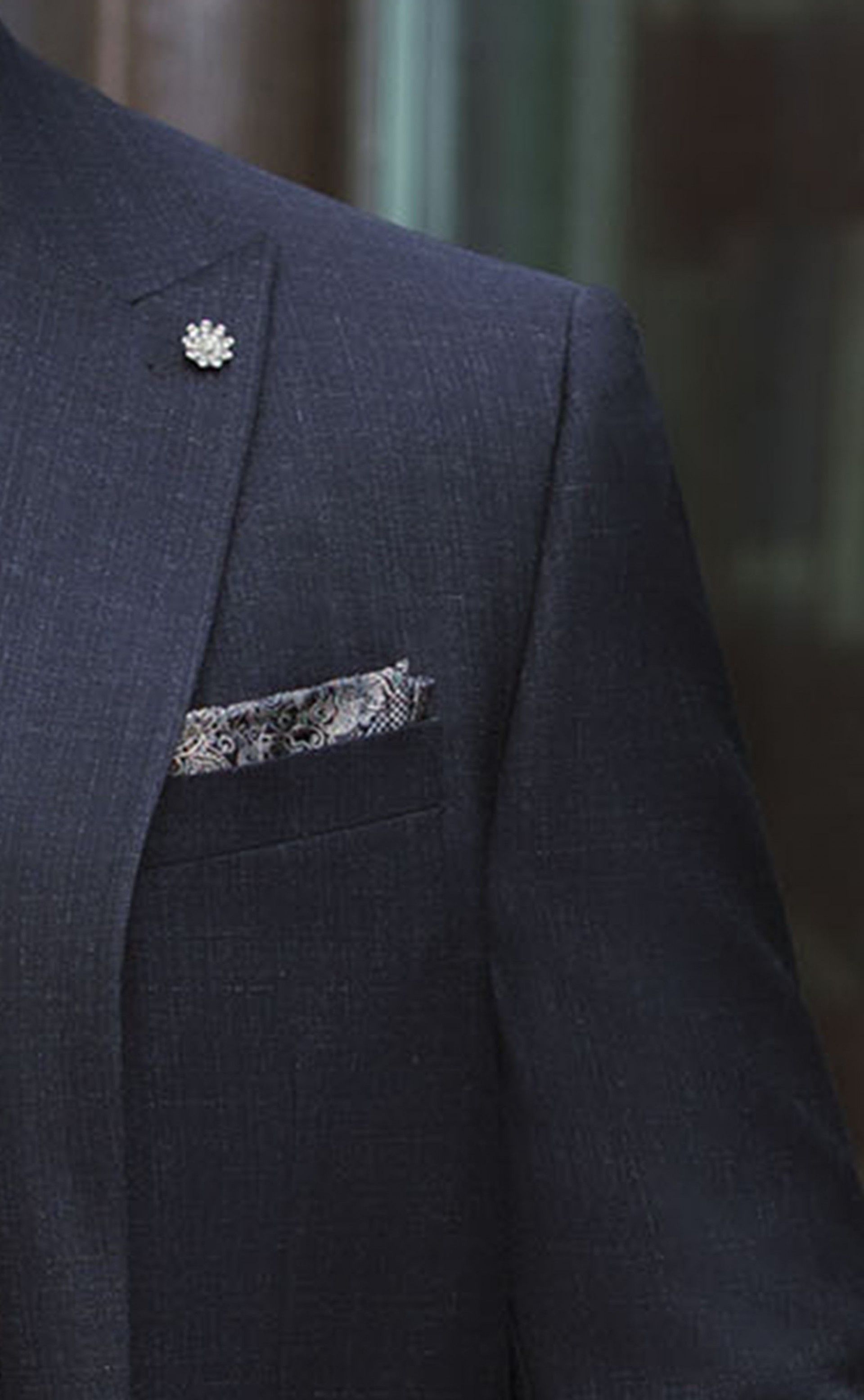 Traje de novio azul de lana con microdibujo ? Tejido Reda 10.26.300A