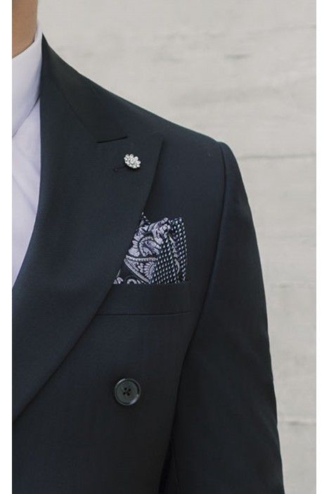 Blue Wool Groom Suit with Stripe ? Vitale Barberis Canonico Fabric 14.26.300