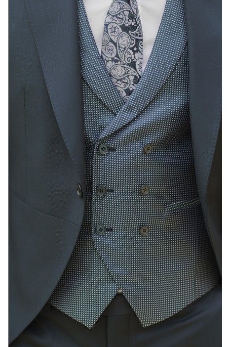 Blue Wool Groom Suit with Stripe ? Vitale Barberis Canonico Fabric 14.26.300A