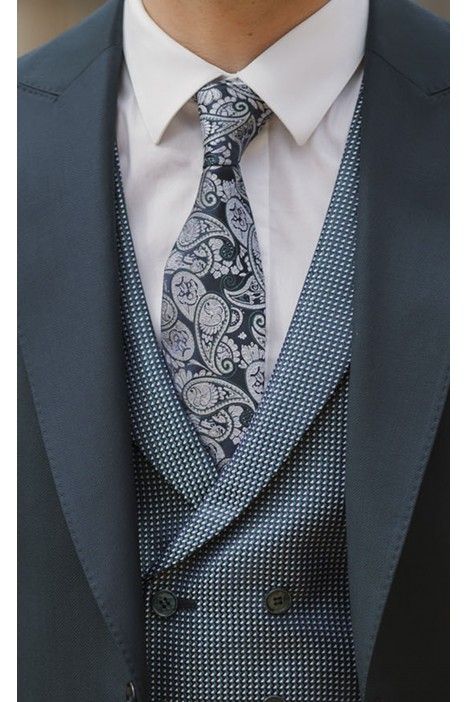 Blue Wool Groom Suit with Stripe ? Vitale Barberis Canonico Fabric 14.26.300A