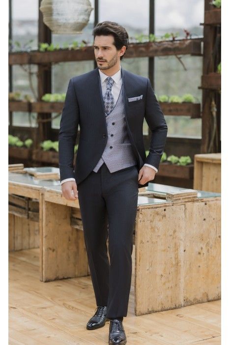 Dark Blue Groom Suit with Stripe 16.26.300