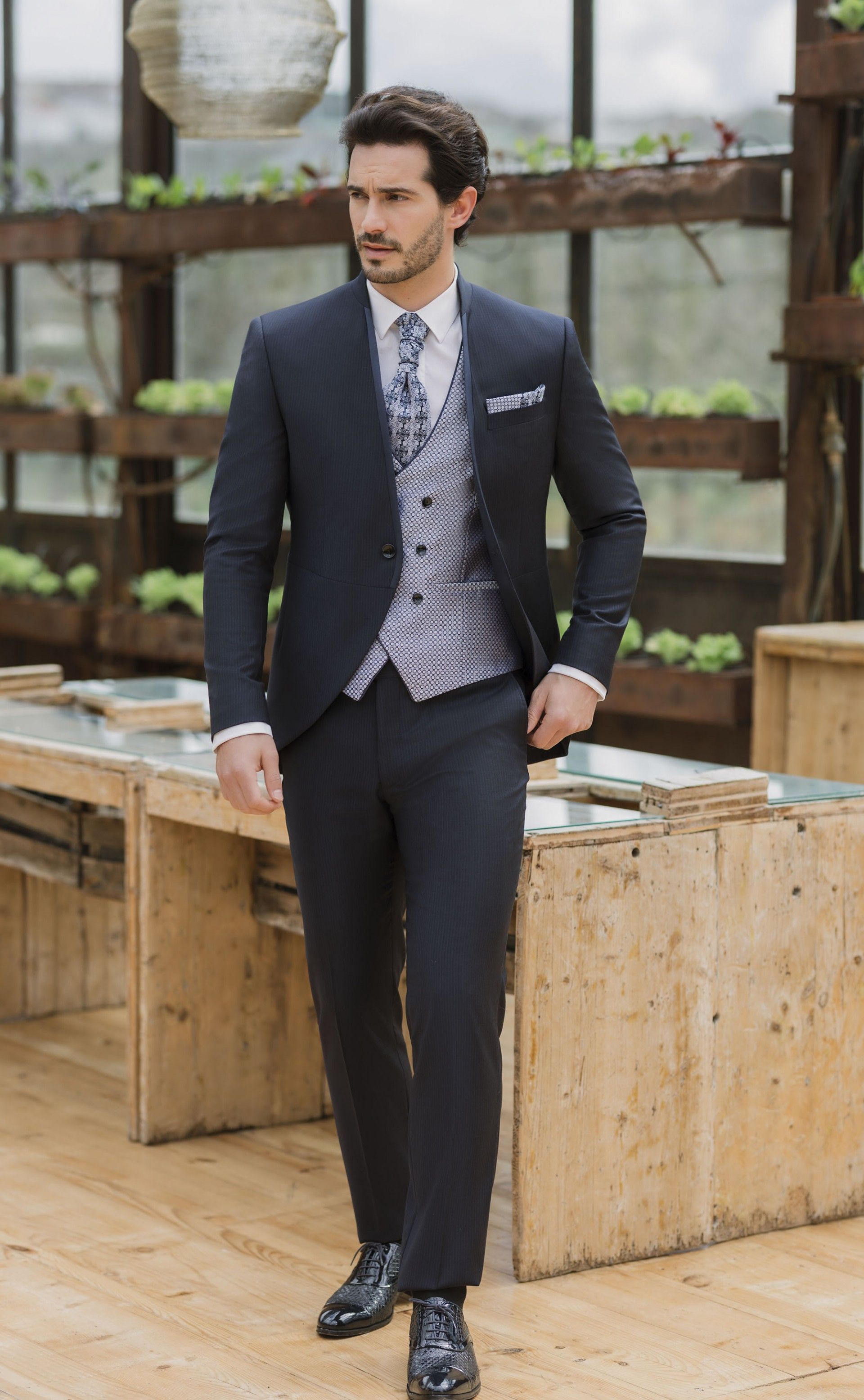 Dark Blue Groom Suit with Stripe 16.26.300