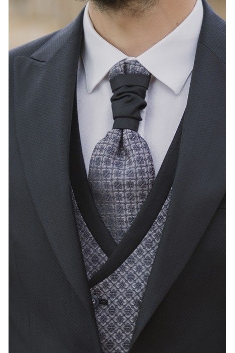Dark Blue Wool and Silk Groom Suit with Micro Pattern ? Tallia di Delfino Fabric 17.26.300