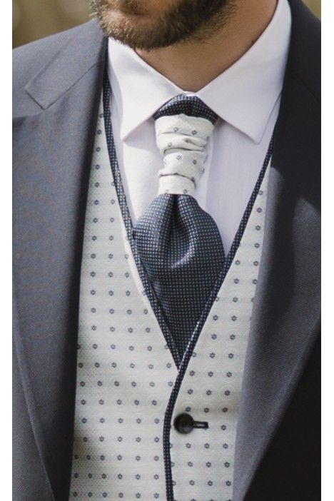 Dark Blue Wool Groom Suit with Micro Pattern ? Guabello Fabric 19.26.303