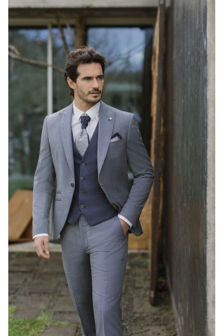 Light Blue Wool Groom Suit with Micro Pattern ? Guabello Fabric 20.26.310A