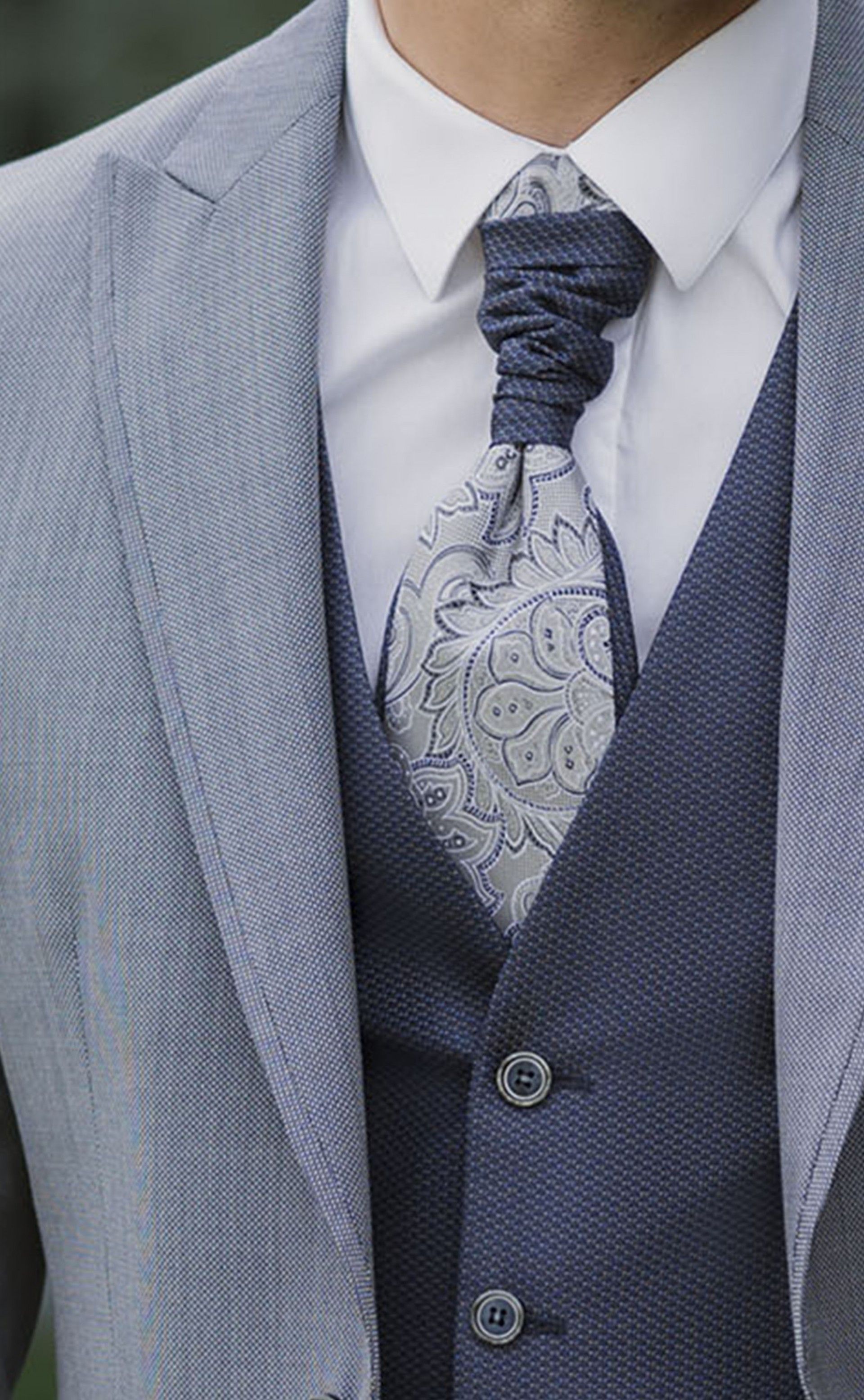 Light Blue Wool Groom Suit with Micro Pattern ? Guabello Fabric 20.26.310A