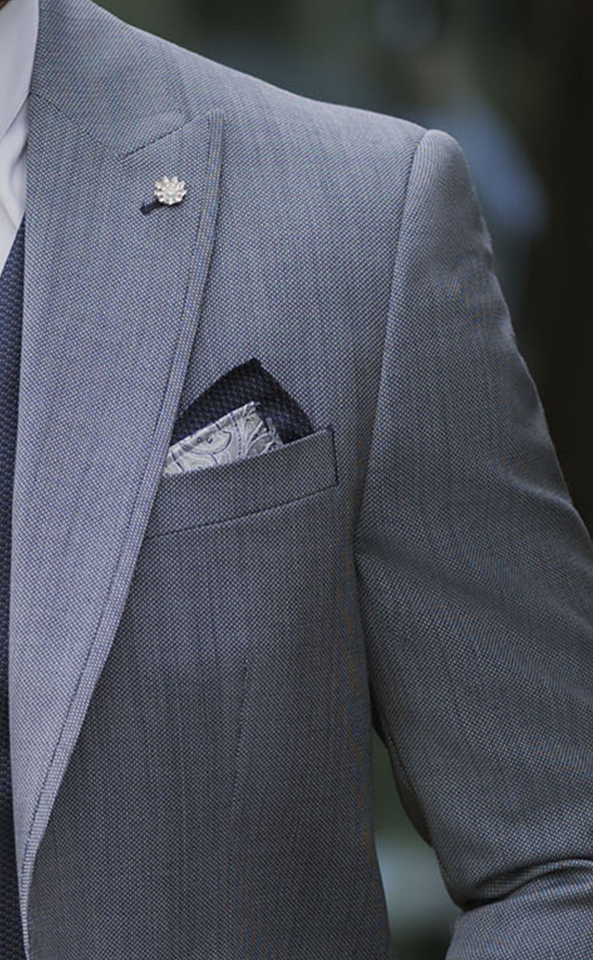 Light Blue Wool Groom Suit with Micro Pattern ? Guabello Fabric 20.26.310A