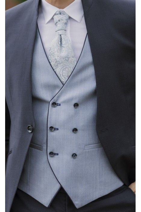 Costume de marié bleu foncé en laine à micro-motif ? Tissu Guabello 21.26.301 Costume de marié bleu foncé en laine à micro-motif ? Tissu Guabello 21.26.301