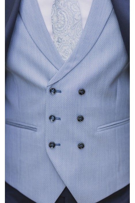 Dark Blue Wool Morning Suit with Micro Pattern ? Guabello Fabric 21.26.301A