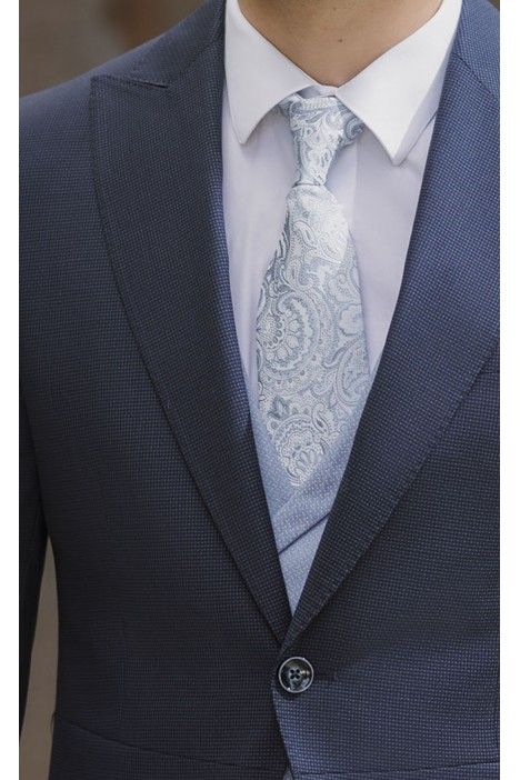 Dark Blue Wool Morning Suit with Micro Pattern ? Guabello Fabric 21.26.301A
