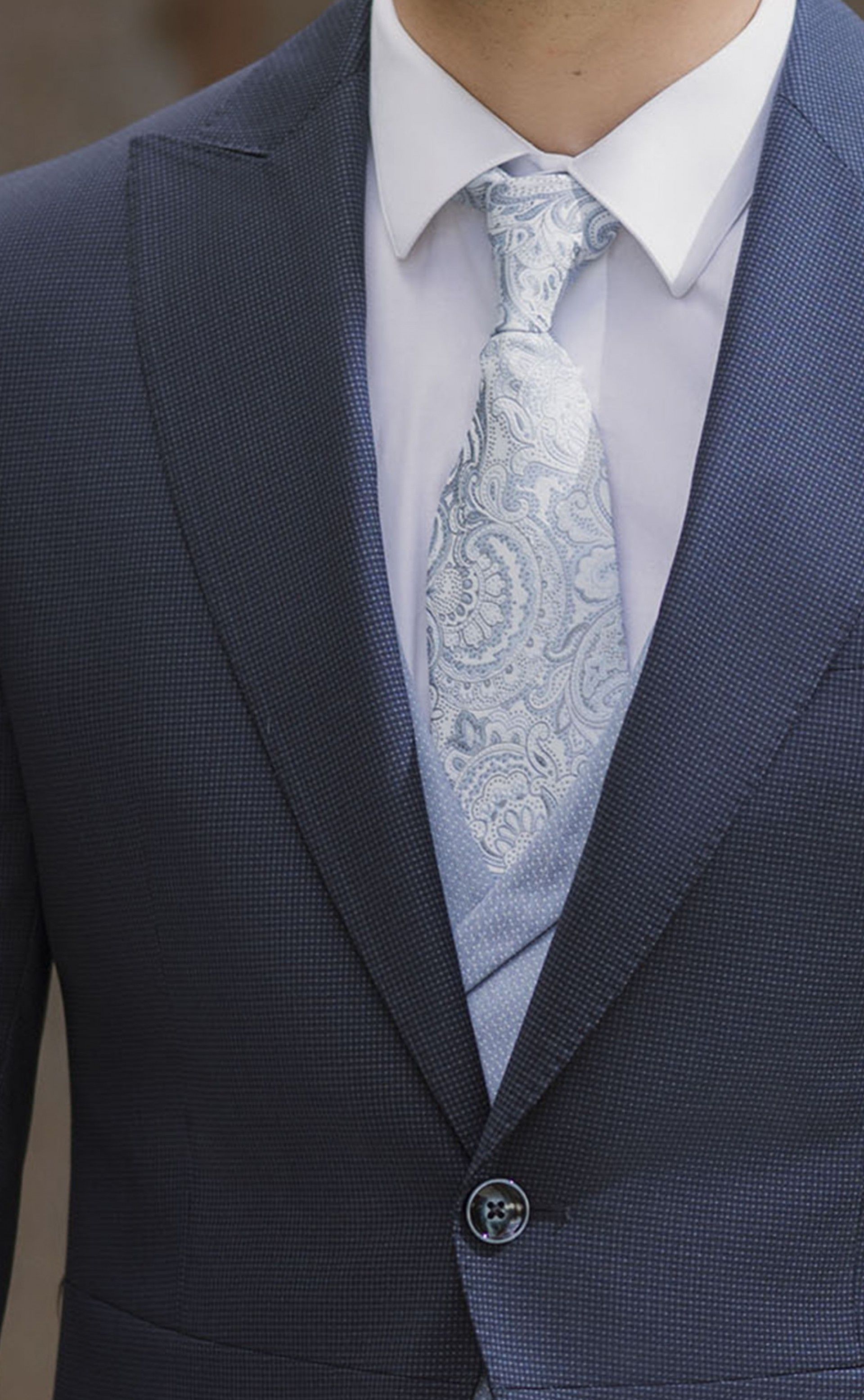 Dark Blue Wool Morning Suit with Micro Pattern ? Guabello Fabric 21.26.301A