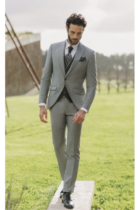 Black Wool Groom Suit with Micro Pattern ? Albino Torello Fabric 28.26.050