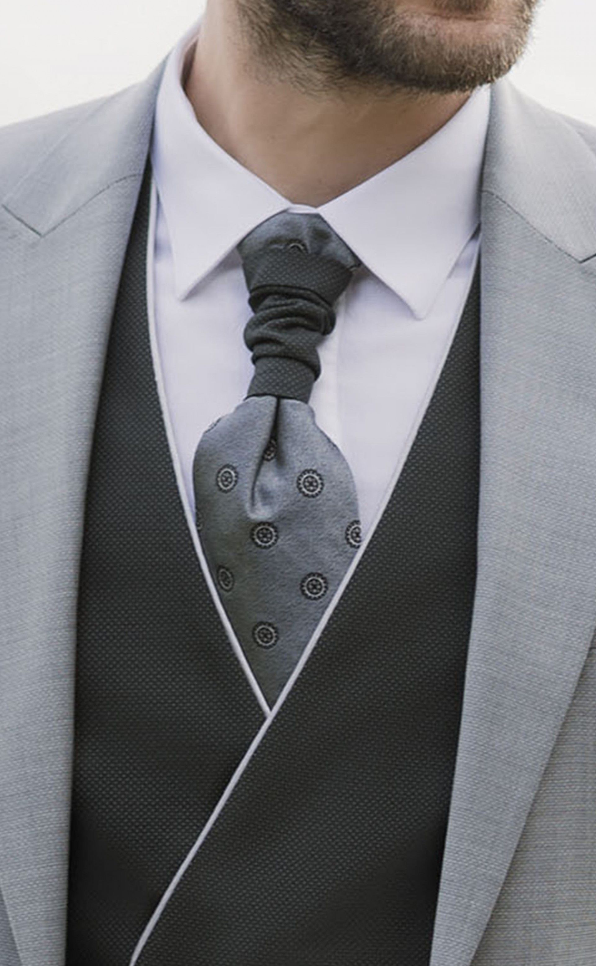 Costume de marié gris en laine à micro-motif ? Tissu Albino Torello 28.26.050A