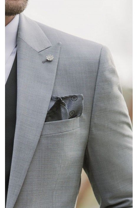 Grey Wool Groom Suit with Micro Pattern ? Albino Torello Fabric 28.26.050A Grey Wool Groom Suit with Micro Pattern ? Albino Torello Fabric 28.26.050A