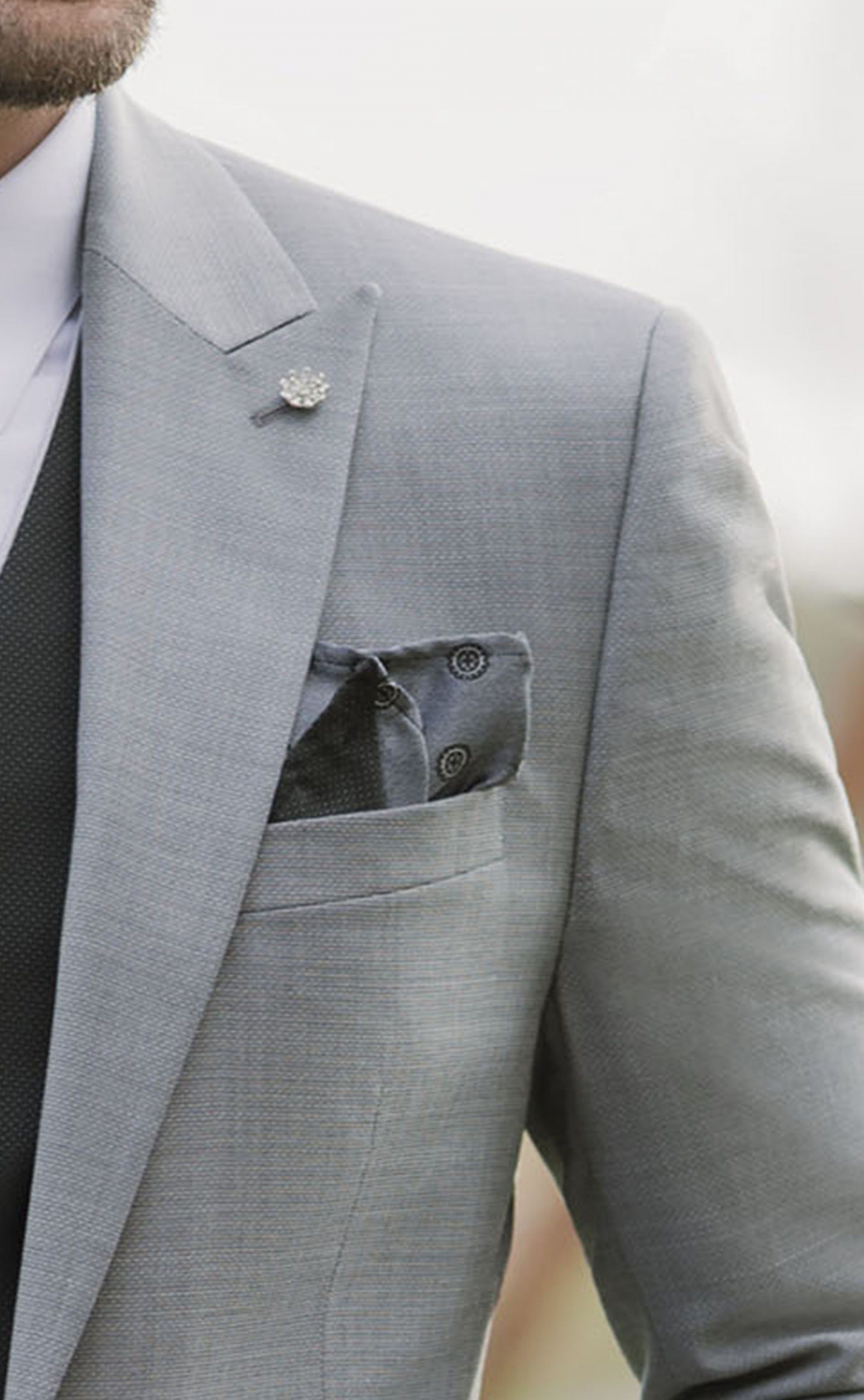 Grey Wool Groom Suit with Micro Pattern ? Albino Torello Fabric 28.26.050A