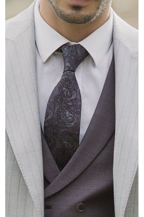 Grey Wool Groom Suit with Stripe ? Reda Fabric 30.26.090 Grey Wool Groom Suit with Stripe ? Reda Fabric 30.26.090