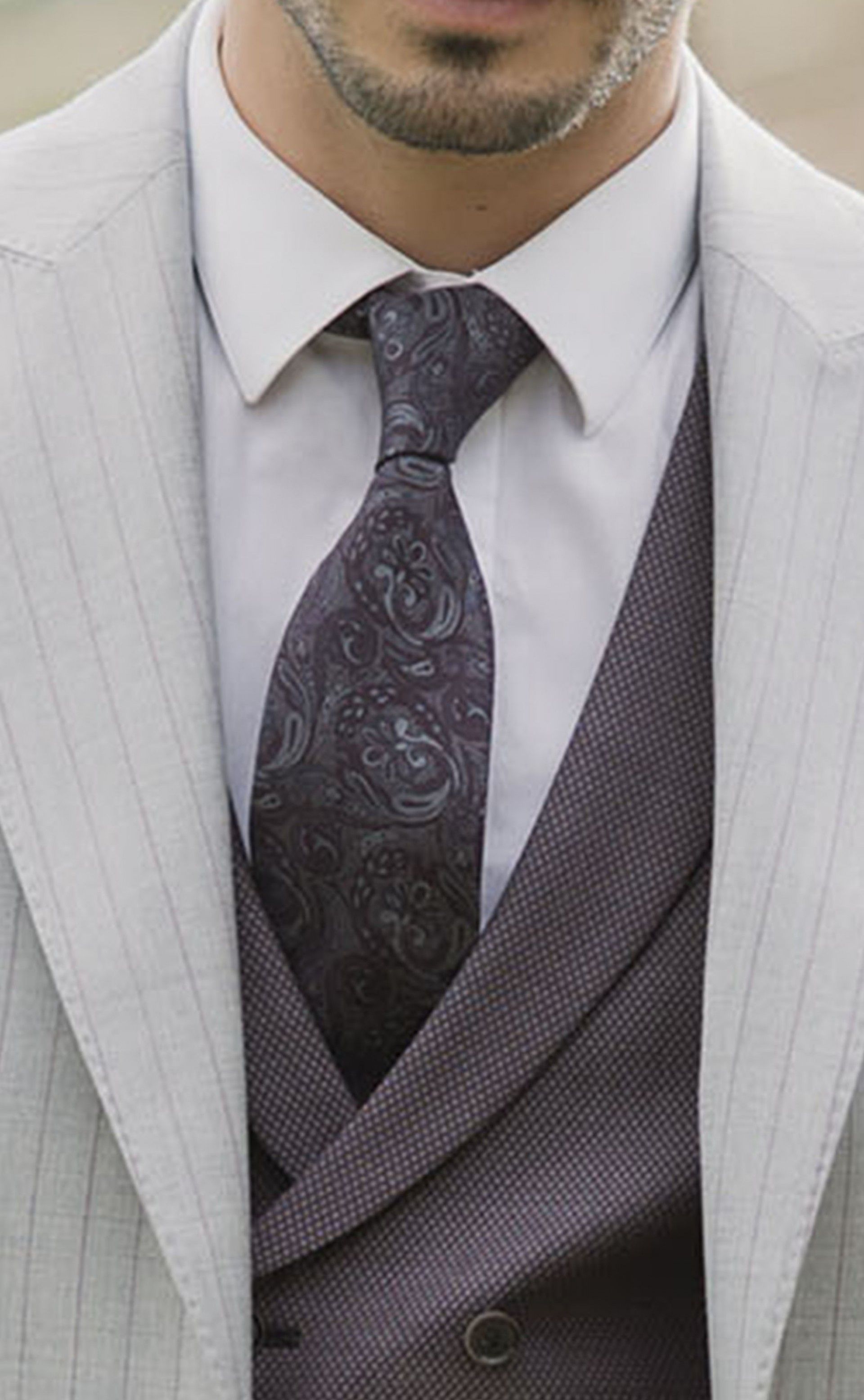 Grey Wool Groom Suit with Stripe ? Reda Fabric 30.26.090