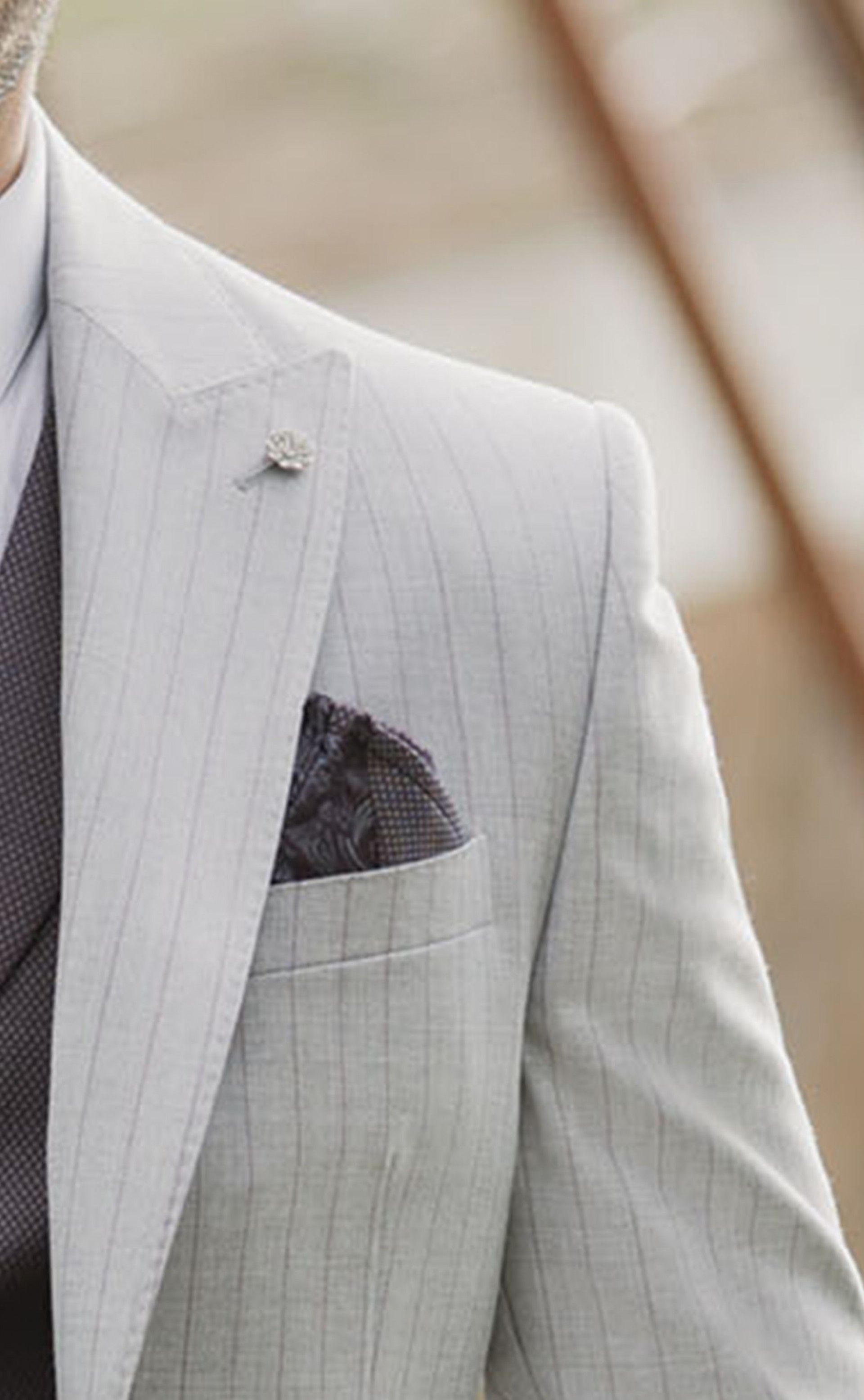 Grey Wool Groom Suit with Stripe ? Reda Fabric 30.26.090