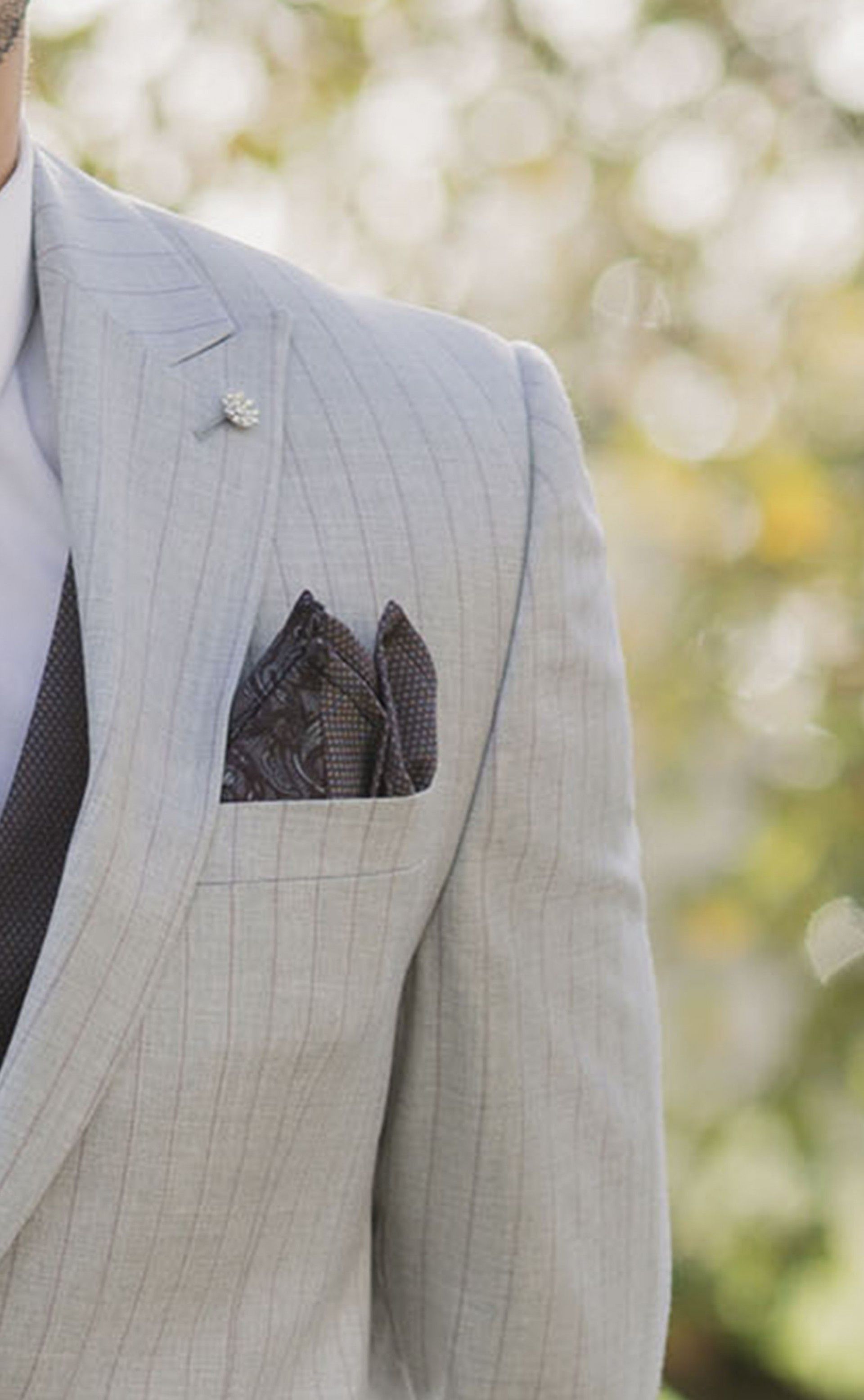 Grey Wool Groom Suit with Stripe ? Reda Fabric 30.26.090B