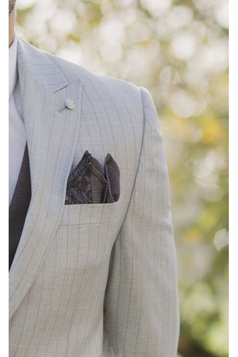 Grey Wool Groom Suit with Stripe ? Reda Fabric 30.26.090B Grey Wool Groom Suit with Stripe ? Reda Fabric 30.26.090B
