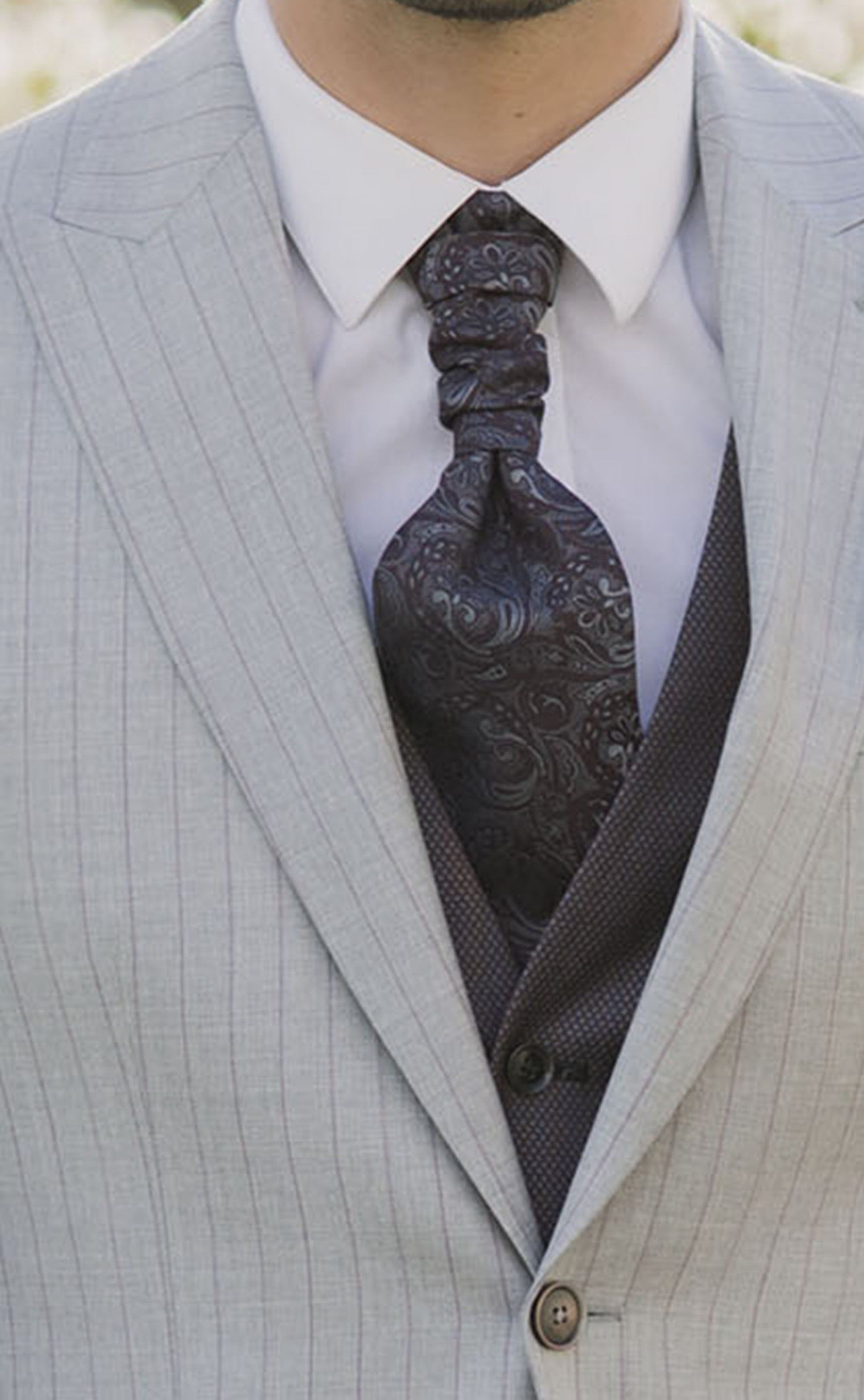 Grey Wool Groom Suit with Stripe ? Reda Fabric 30.26.090B