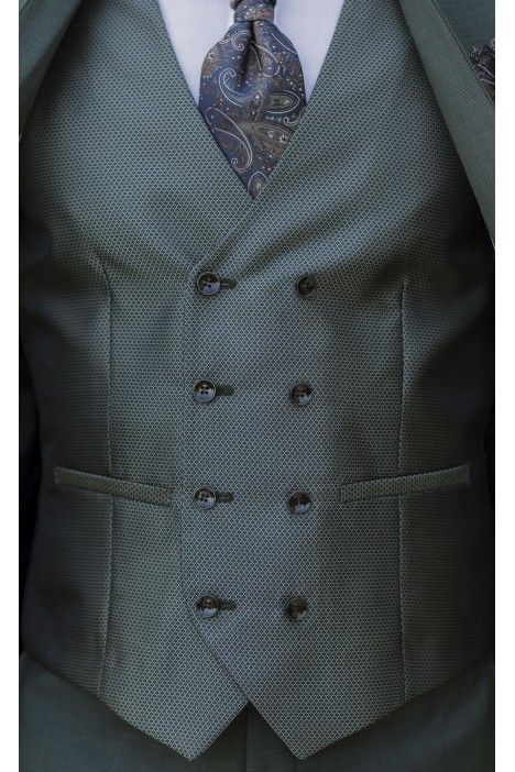 Green Wool Groom Suit with Micro Pattern ? Zignone Fabric 35.26.900 Green Wool Groom Suit with Micro Pattern ? Zignone Fabric 35.26.900