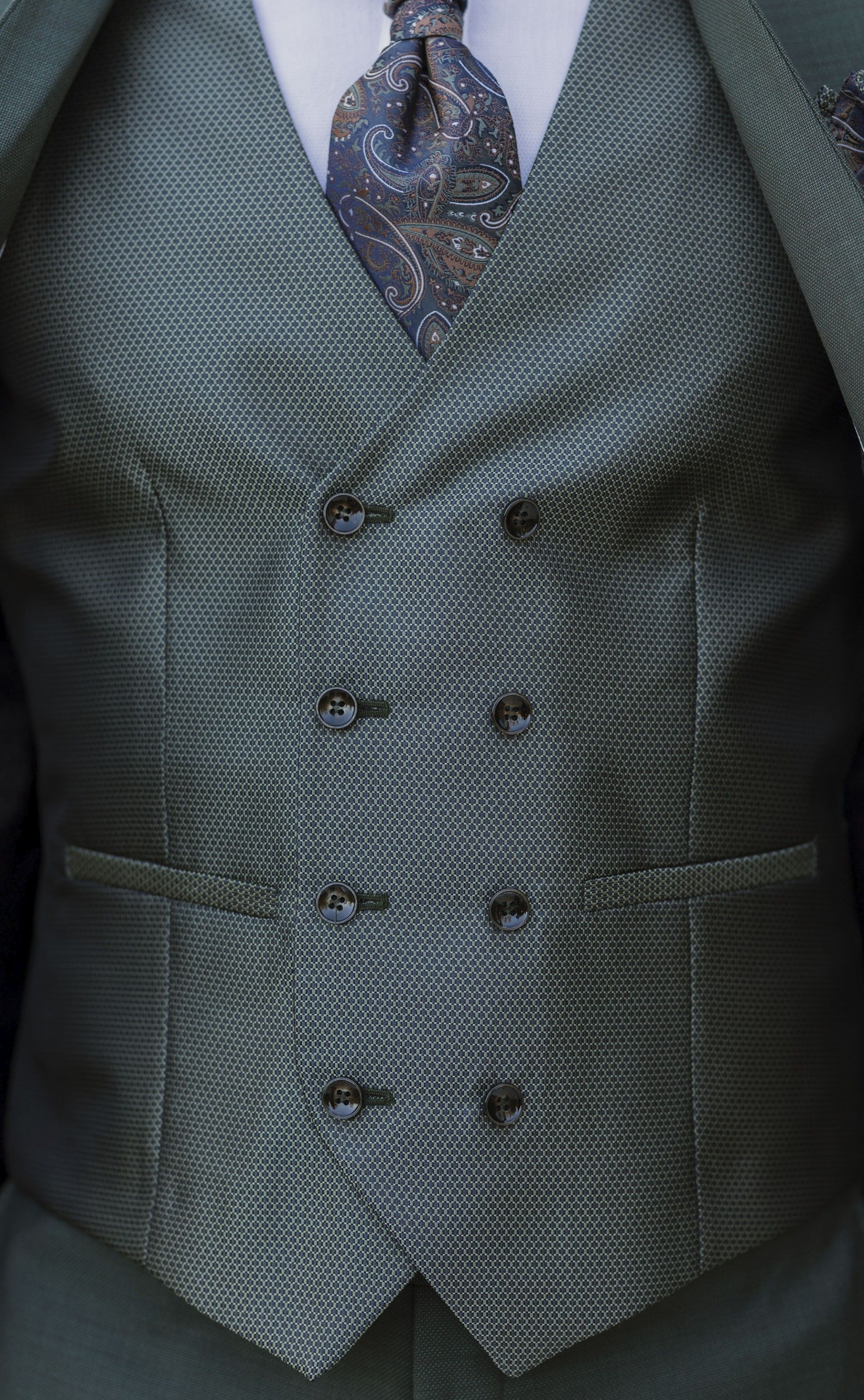 Fato de noivo lã Verde com microdesenho tecido Zignone 35.26.900