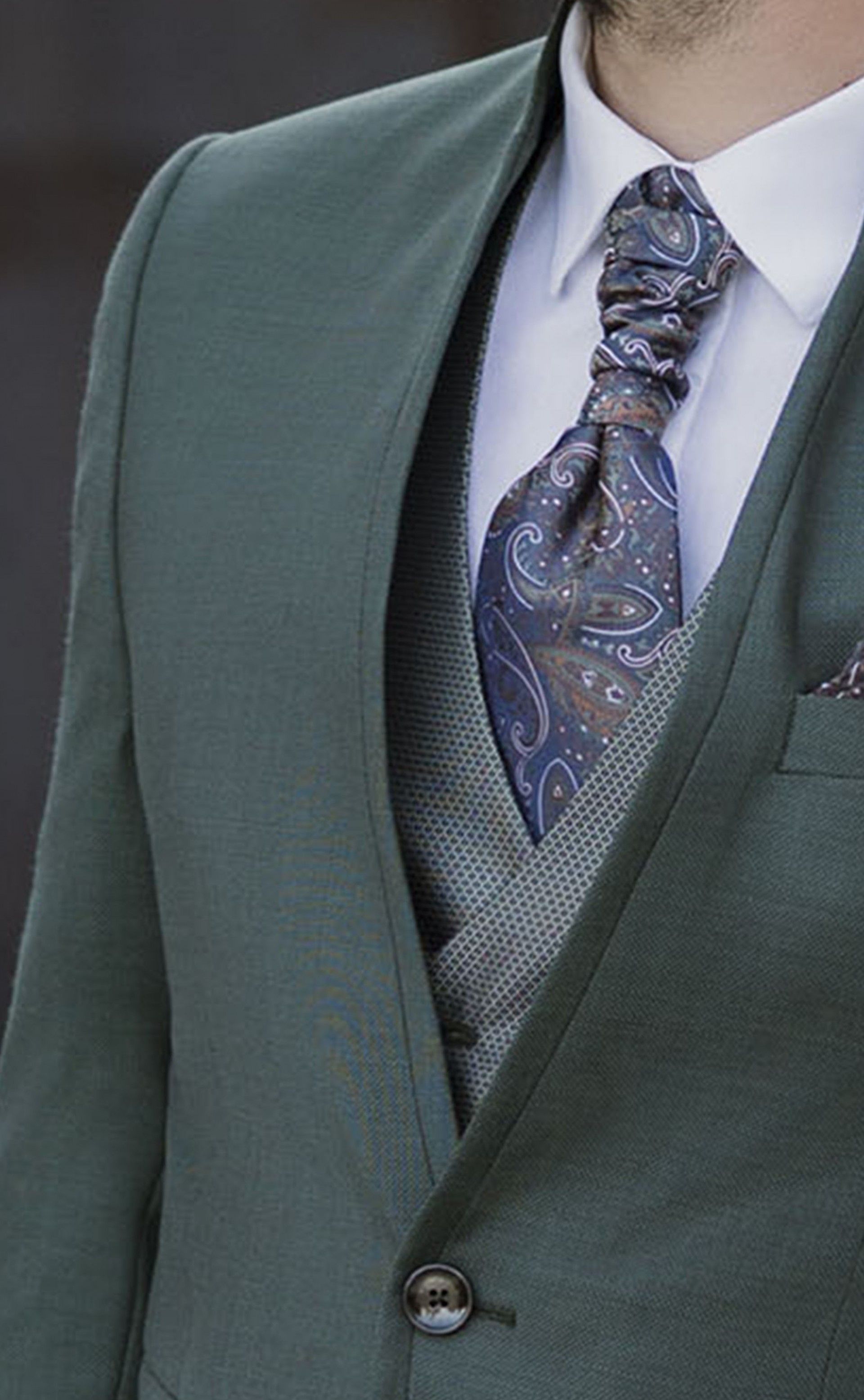 Fato de noivo lã Verde com microdesenho tecido Zignone 35.26.900