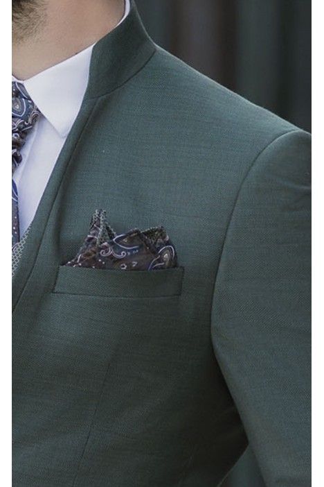 Green Wool Groom Suit with Micro Pattern ? Zignone Fabric 35.26.900 Green Wool Groom Suit with Micro Pattern ? Zignone Fabric 35.26.900