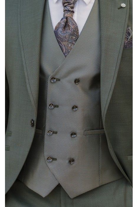 Green Wool Groom Suit with Micro Pattern ? Zignone Fabric 35.26.900A