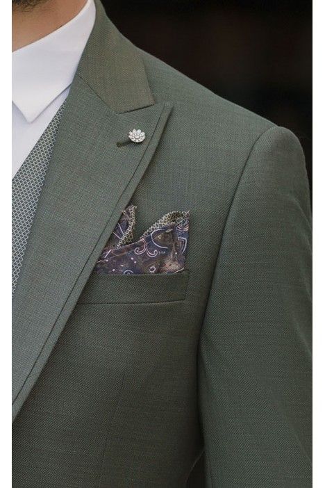Green Wool Groom Suit with Micro Pattern ? Zignone Fabric 35.26.900A
