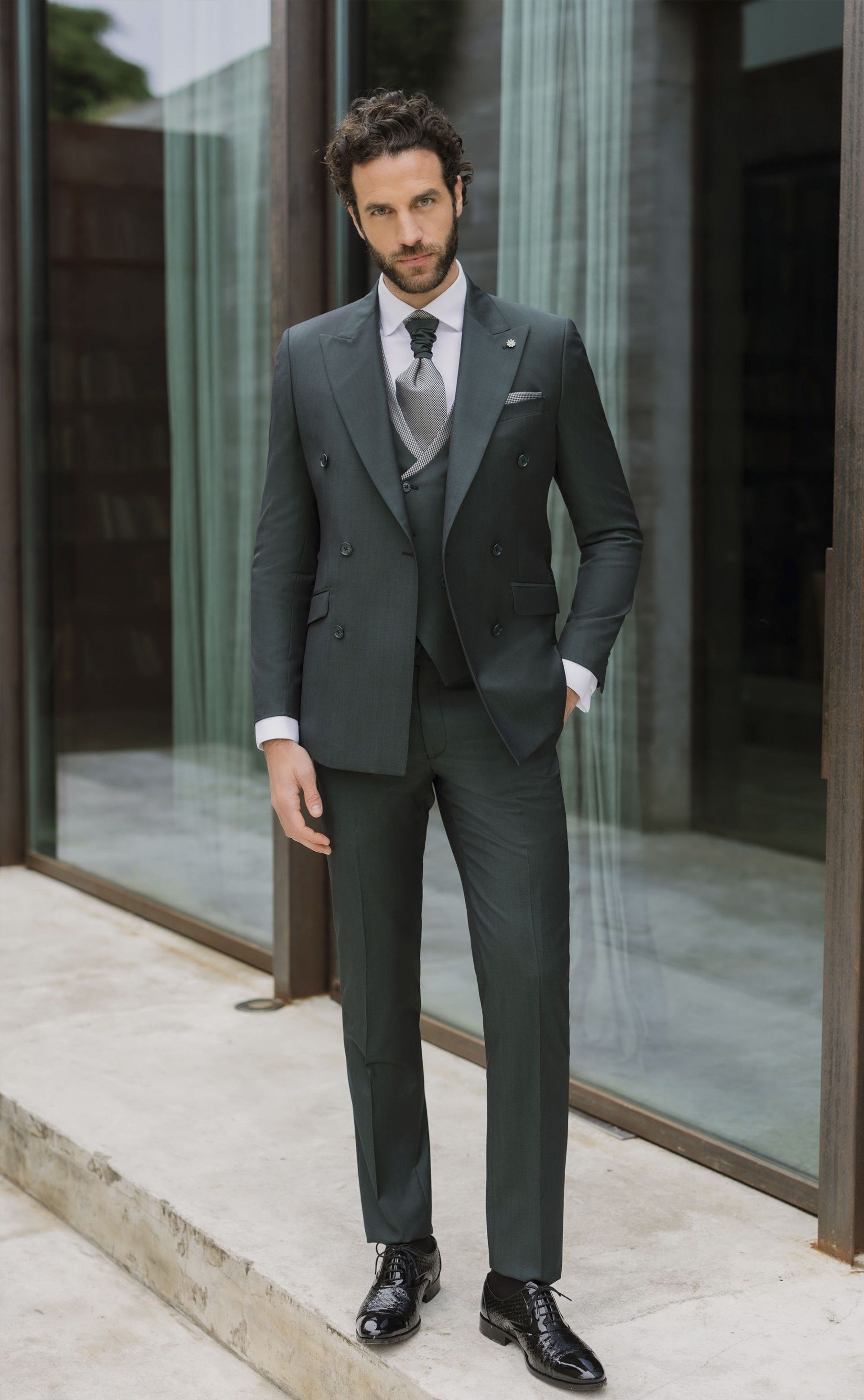 Costume de marié vert foncé en laine ? Tissu Zignone 36.26.919A