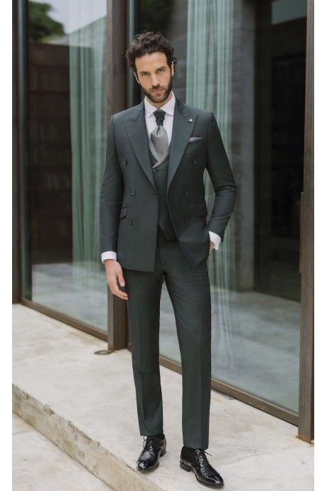 Dark Green Wool Groom Suit ? Zignone Fabric 36.26.919A