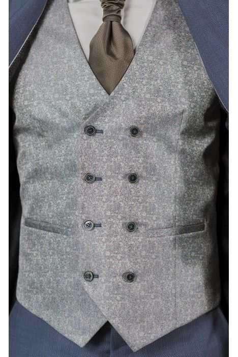 Traje de novio azul claro de lana con microdibujo ? Tejido Guabello 40.26.200