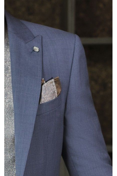 Traje de novio azul claro de lana con microdibujo ? Tejido Guabello 40.26.200