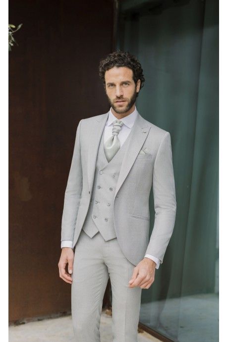 Traje de novio gris con microdibujo 46.26.090A