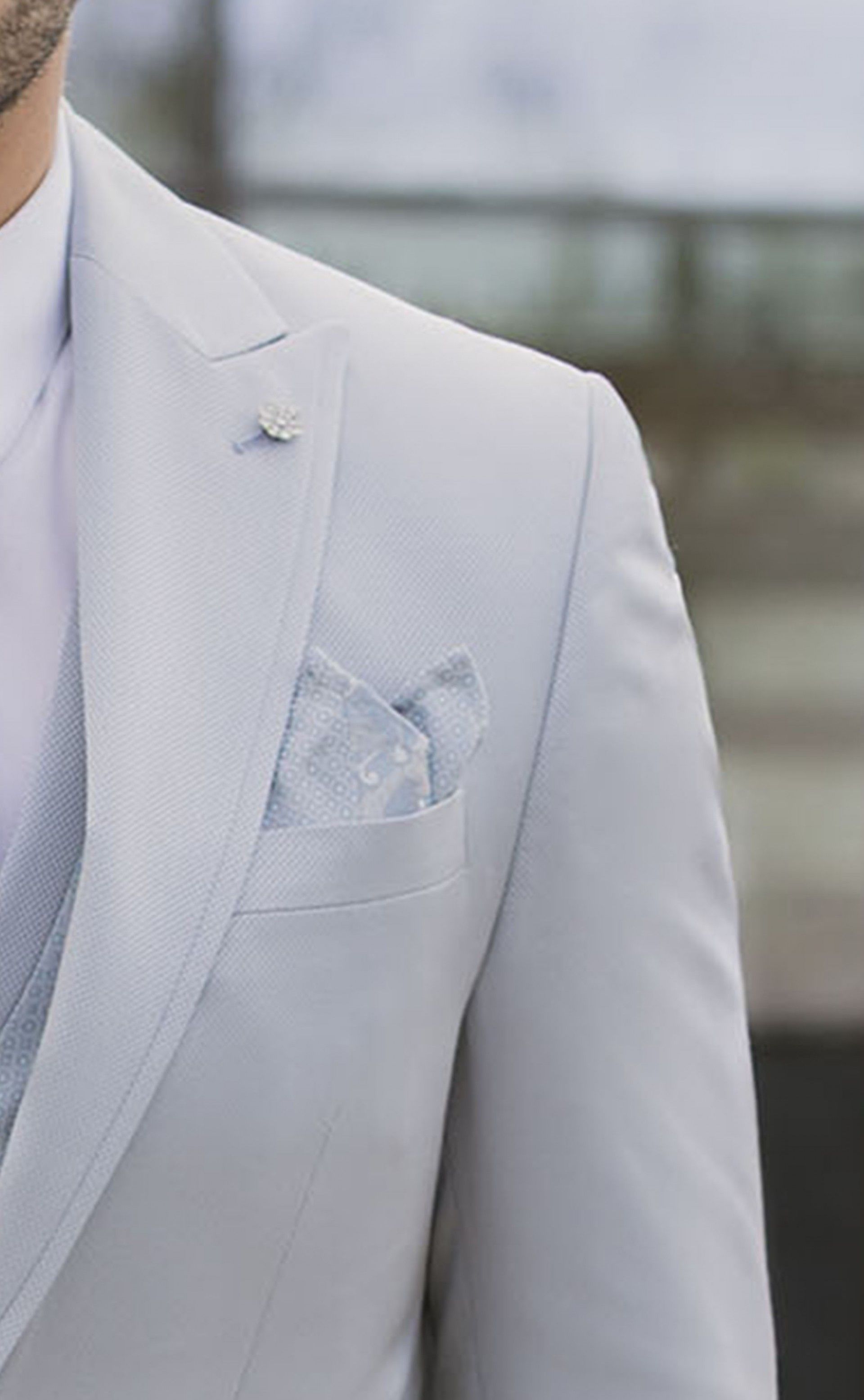 Traje de novio azul claro con microdibujo 61.26.290