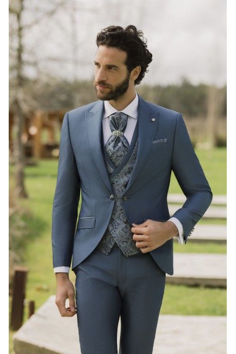 Traje de novio azul cielo con microdibujo 2.26.201