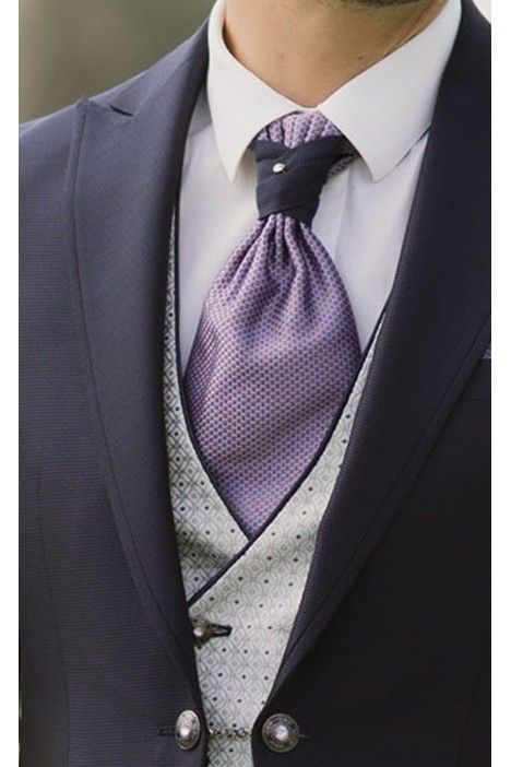 Traje de novio azul con microdibujo 63.26.311