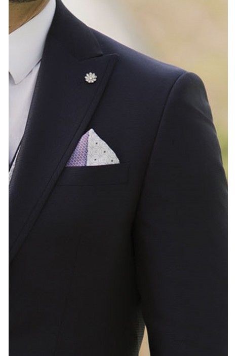 Traje de novio azul con microdibujo 63.26.311