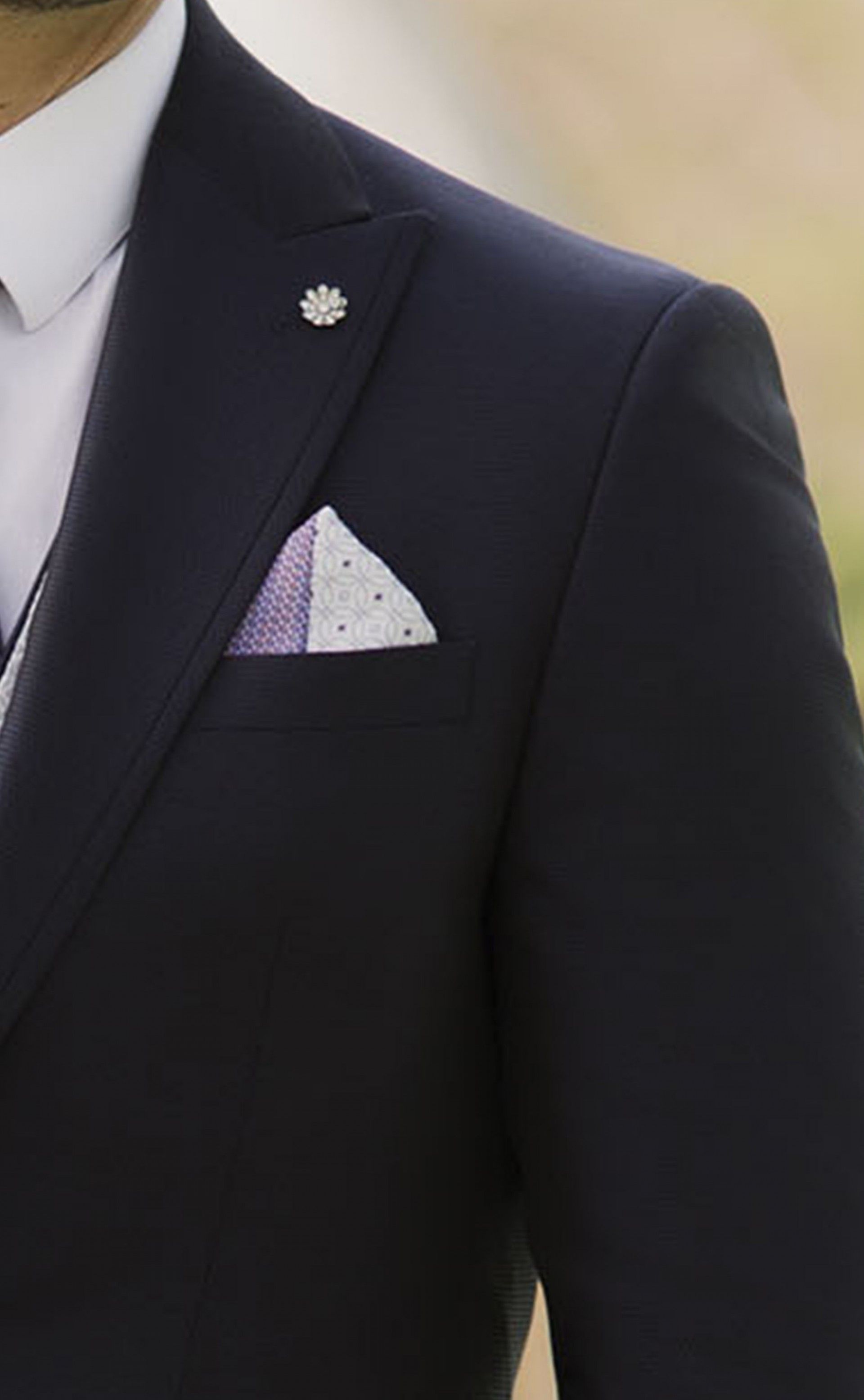 Traje de novio azul con microdibujo 63.26.311