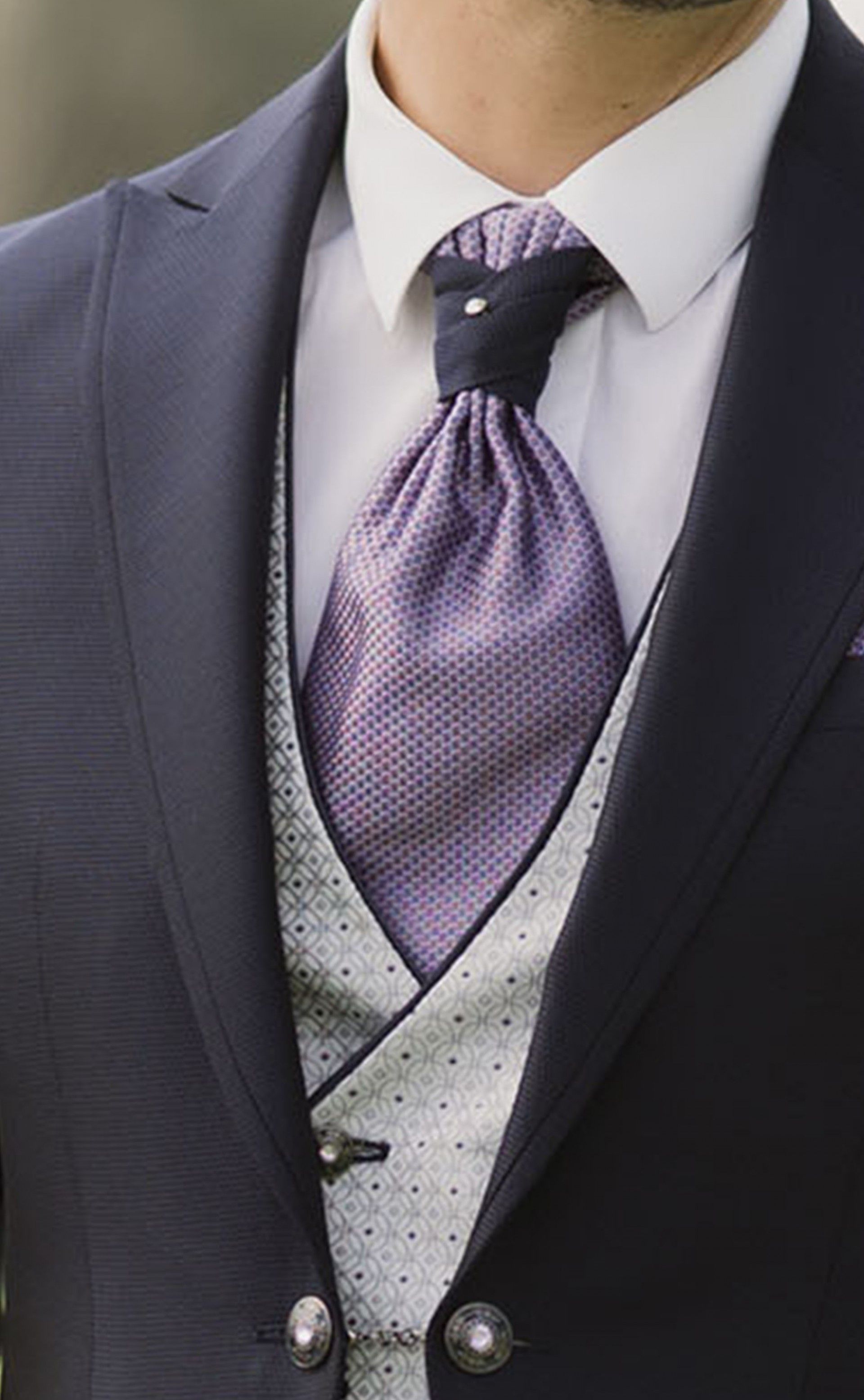 Traje de novio azul con microdibujo 63.26.311