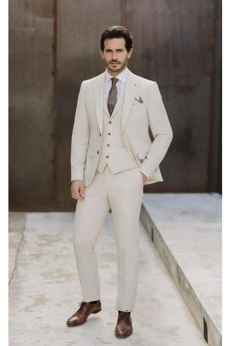 Checked Beige Groom Suit 75.26.690