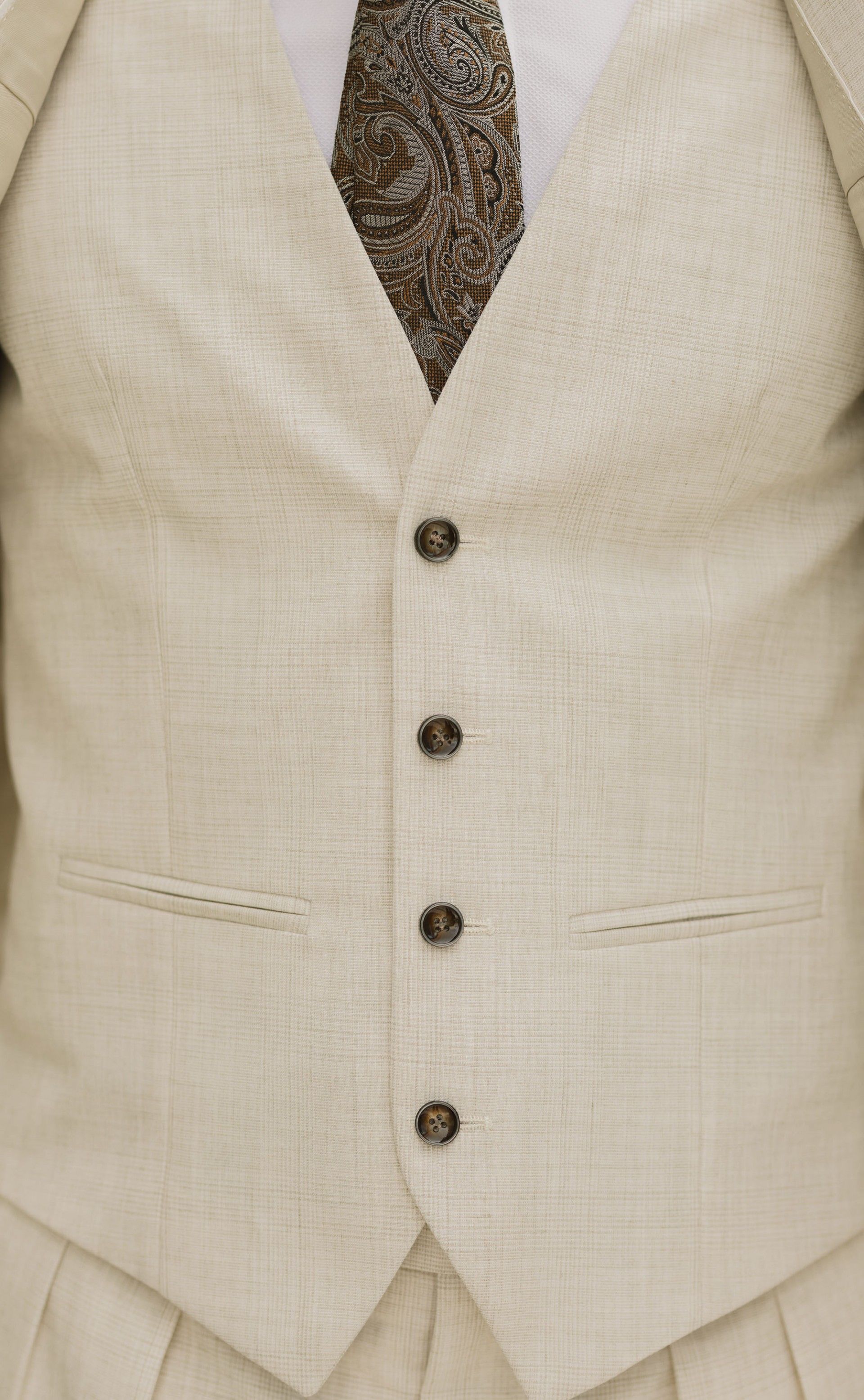 Checked Beige Groom Suit 75.26.690A